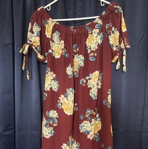 Beautiful Burgundy/ Floral Blouse By Xhilaration